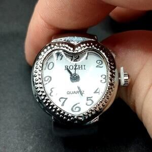 Silver White Heart Ring Watch Vintage 90's Y2K Valentines Day Anniversary Gift